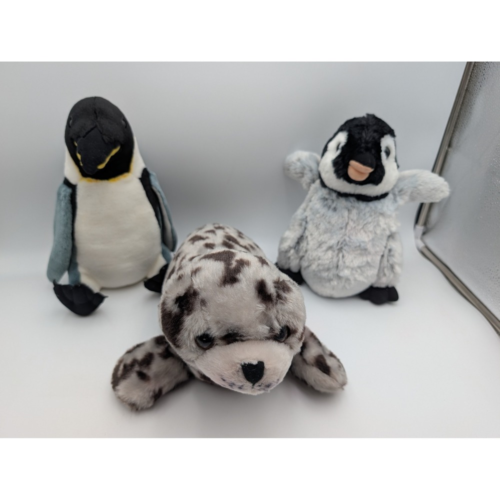 Wild Republic Plush Spotted Seal Penguin Arctic Animals Lot of 3